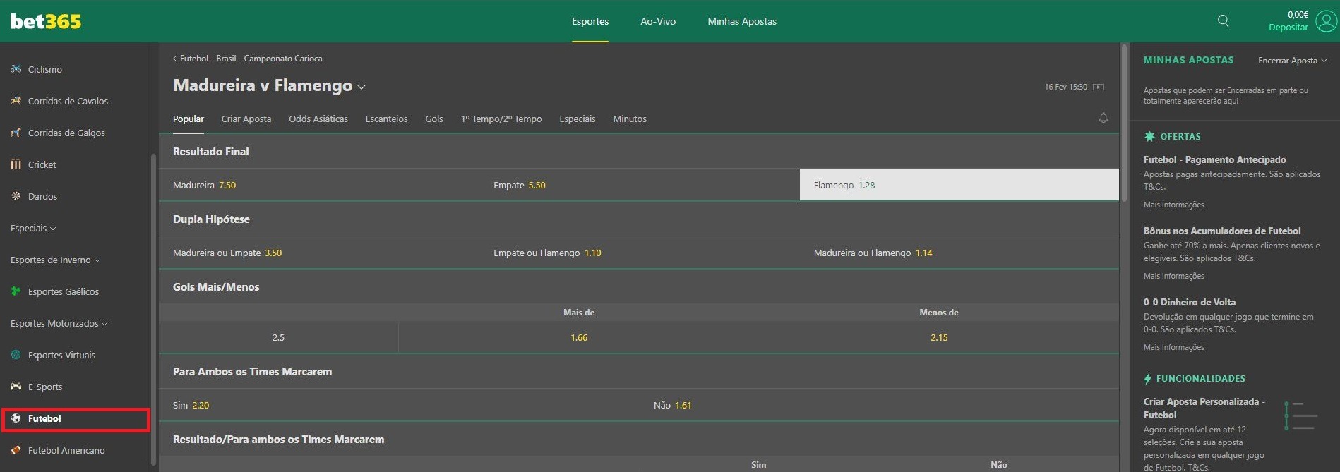 Futebol na Bet365