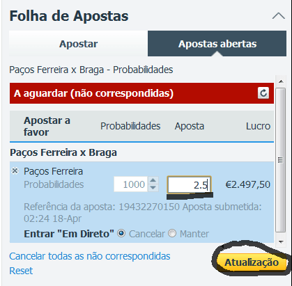 editar aposta