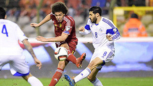 Marouane Fellaini tem-se destacado pela Bélgica, marcando 3 golos em 2 jogos. apontando, também, o golo da vitória contra o Israel