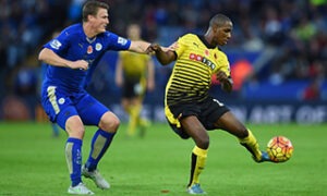 Odion Ighalo viu o seu jogo a ser constantemente dificultado pelo defesa Robert Huth Odion Ighalo viu o seu jogo a ser constantemente dificultado pelo defesa Robert Huth