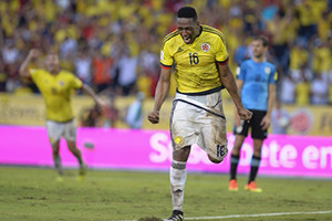 Yerry Mina garante empate para a Colômbia.