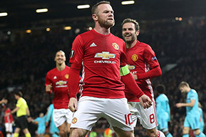 Rooney torna-se o melhor marcador do United em competições europeias.