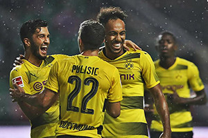 Dortmund inspirado e confiante levou a melhor, com bis de Aubameyang. Dortmund inspirado e confiante levou a melhor, com bis de Aubameyang.