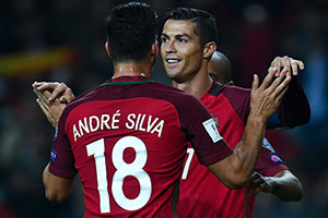 Ronaldo e André Silva marcaram 21 dos 28 golos de Portugal nos 8 jogos disputados.